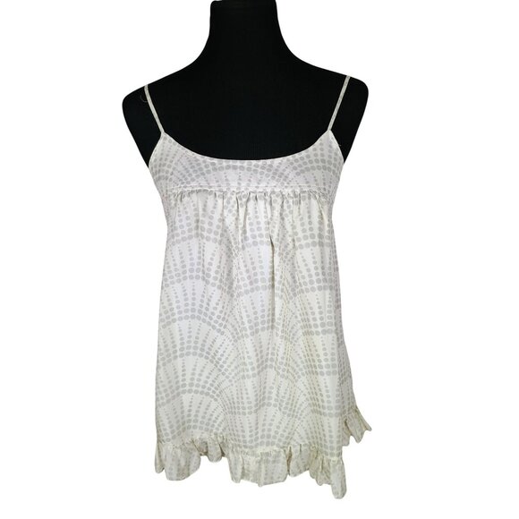 Express Design Studio Size Medium White With Gray Design Babydoll‎ Tank Top - Picture 1 of 6